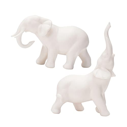 Veemoon 2 STK Elefanten-Ornamente Hausverzierung Elefantenfiguren Spielzeug Elefantenornamente Aus Keramik Mini-Elefanten-Modell Elefantenmodell Dekoration Sandkasten Weiß Bücherregal von Veemoon