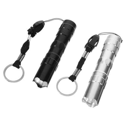 Veemoon 2stücke Aluminiumlegierung Taschenlampe Tragbare Wasserdichte Handlampe Kompakte Notfallbeleuchtung Für Outdoor-aktivitäten Inklusive Lanyard Silber Schwarz von Veemoon
