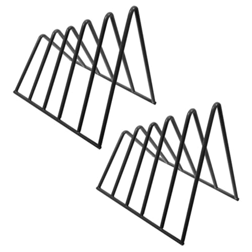 Veemoon 2 Stück Buchhalter Dreieckiges Tischregal Multifunktionales Aufbewahrungsregal Stabile Eisen Buchstütze Organizer für Dokumente und Magazine Schwarz von Veemoon