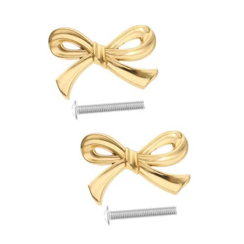 Veemoon 2 Stück Messing Möbelgriff Vintage Bowknot Kleine Schrankgriff Kommode Türgriff Robuster Verformungsbeständiger Möbelknopf für Schublade Schrank Bücherschrank Einfache Montage von Veemoon