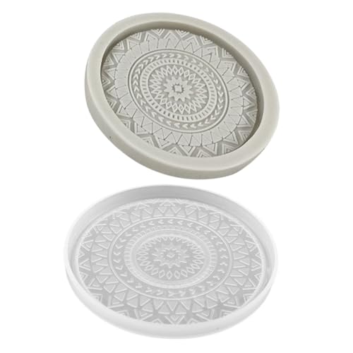 Veemoon 2 Stück Silikonform Untersetzer Gießform DIY Cupmatte Silikon Mold Langlebig Reißfest Antihaftbeschichtet Geeignet für Harz Basteln Geschenkideen Transparent von Veemoon