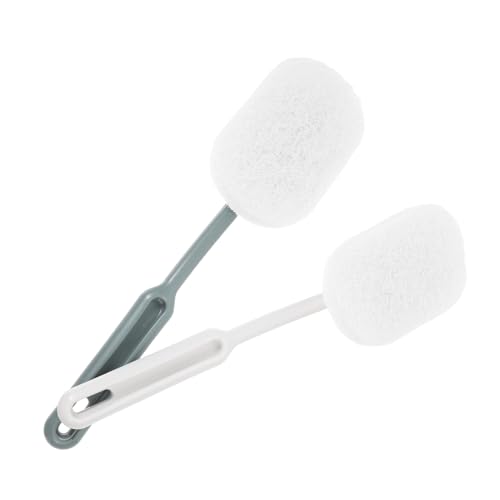 Veemoon 2 Stück Teiliges Toilettenbürsten mit Langem Stiel Austauschbare Köpfe aus Robustem PP und Scheuerschwamm Gebogenes Design für Gründliche Reinigung von Wc Badewanne und Boden von Veemoon