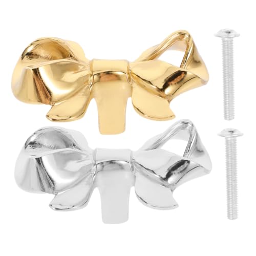 Veemoon 2 Stück Vintage Messing Schrankknöpfe Bow Cabinet Handles Einloch Design Stilvolle Kommoden Schrankgriffe für Küchenschränke und Badezimmer aus Langlebigem Messing von Veemoon