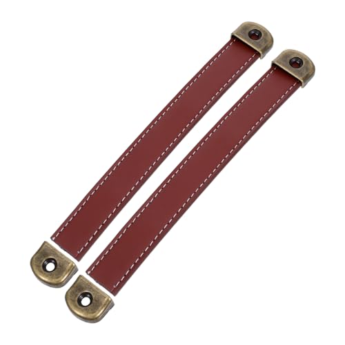 Veemoon 2 Stück Vintage PU Ledergriffe Braun Retro Schrankgriffe Komfortable Möbelgriffe für Kommode Schrank Koffer Truhe Retro Stil Möbelbeschläge von Veemoon