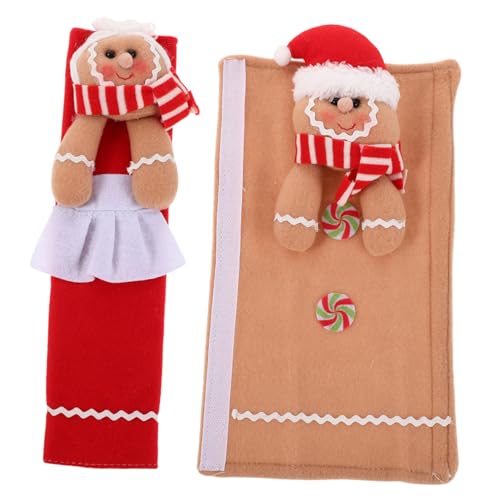 Veemoon 2 Stück Weihnachts Türgriffschoner für Kühlschrank und Mikrowelle Abwaschbare Niedliche Gingerbread Man Griffe Küchenapplikation Spülmaschinengeeignet Festliche Dekoration von Veemoon