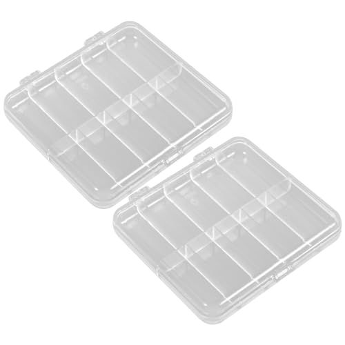 Veemoon 2Stücke Fächer Transparente Aufbewahrungsbox für Schmuck und Zubehör Sortierbox mit Klarsichtdeckel für Perlen und Kleine Teile von Veemoon