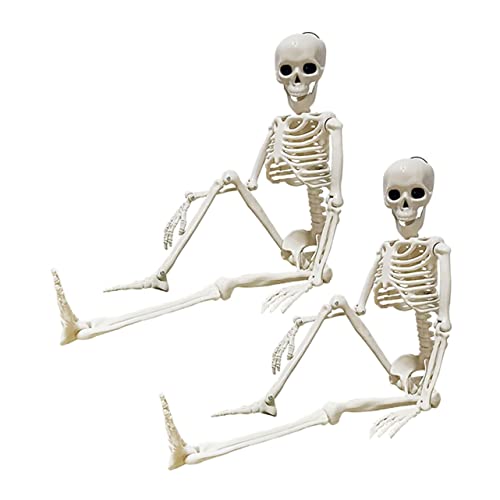 Veemoon 2st Bewegliches Skelett Streich-Requisite Menschliches Skelettmodell Tischplatten-Skelett-Ornament Tischdecke Skelettknochenmodell Tischdekoration Plastik Weiß Marionette Halloween von Veemoon
