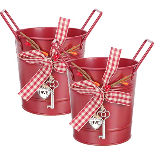 Veemoon 2stücke Weihnachts Metall Pflanzer Mit Griff Dekorativer Blumentopf Für Tisch Und Wohnzimmer Vintage Design Für Blumenarrangements Und Stilvolle Heimdekoration von Veemoon