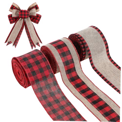 Veemoon 3 Rollen Weihnachts Deko Juteband Kariert Breit Je Yards Robustes Rustikales Buffalo Plaid Band für Schleifen Kränze und Bastelprojekte Veemoon 3 Rollen Weihnachts Deko Juteband Kariert Breit Je Yards Robustes Rustikales Buffalo Plaid Band für Schleifen Kränze und Bastelprojekte von Veemoon