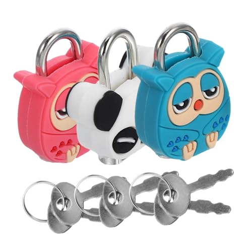 Veemoon 3 Stück Mini Vorhängeschloss Kreative Cartoon Tierdesigns Panda Eulen Metall mit Schlüssel für Schmuckkästen Handtaschen Rucksäcke und Tagebücher und Tragbar von Veemoon