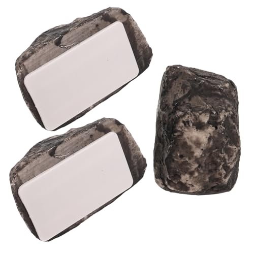 Veemoon 3 Stück Simulation Stein Schlüsselversteck Wetterfeste Resin Kunststein Schlüsselbox für Garten und Außenbereich Diskretes Ersatzschlüssel Geheimfach Robustes Aufbewahrungsfach für von Veemoon
