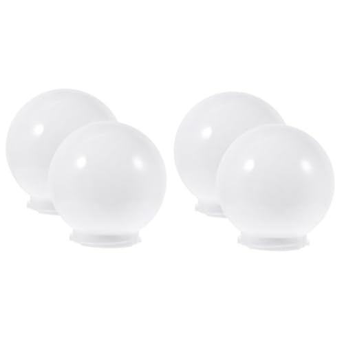 Veemoon 4 Stck. Post Globe Lamp Shades Ersatz Lampenschirme Kugelförmig Opal Ømm für Außen Wand und Pfostenleuchten Wetterfest Leicht zu Montieren Dekorativ für Garten und Terrasse von Veemoon