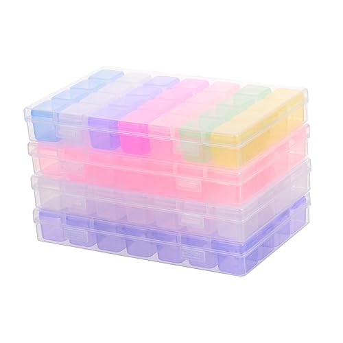Veemoon 4 Stück Aufbewahrungsboxen für Schmuck und Bastelbedarf Praktische Trennfächer für Diamantmalerei Leicht und Tragbar Lila Transparent Bunt von Veemoon