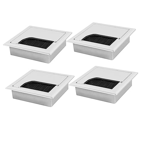Veemoon 4stücke Abs Kabelmanagement-Box Mit Kabeldurchführung Praktische Organizer-lösung Zur Aufbewahrung Von Kabeln Und Steckdosen Silberfarben von Veemoon