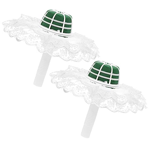 Veemoon 4 Stück Handgefertigte Blumenhalter mit Mud Basis für DIY Hochzeitssträuße Leichte Dekorative Blumenkreationen für Hochzeiten und Feiern Weißer Spitzenröcke Zufällige Farbe von Veemoon
