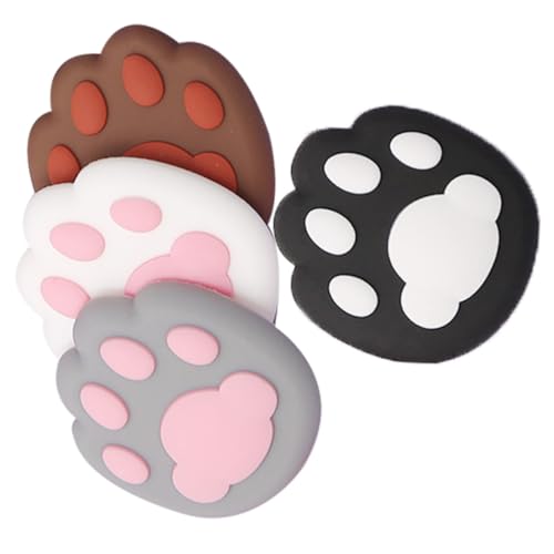 Veemoon 4 Stück Katzenpfoten Türstopper aus Silikon Wand Türgriffschutz Selbstklebend Schont Wände vor Kratzern und Dellen Geräuschdämpfend in Braun von Veemoon