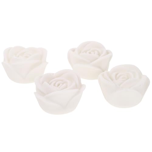 Veemoon 4 Stück LED-Nachtlichter Rosen-Nachtlampe LED-Kerzen Rosenblütenlicht Plastik Weiß von Veemoon