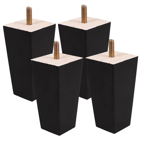 Veemoon 4 Stück Möbelbeine Tischbeine Kommoden Sofabeine Couchfüße Ersatzbankbeine Sofafüße Ersatzbettbeine Ersatzstuhlbeine Stuhlbeine Ersatzcouchbeine Holz Schwarz von Veemoon