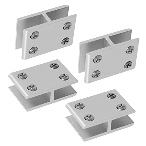 Veemoon 4 Stück Teiliges Aluminiumlegierung Glas Regalhalter Klemmhalter für Dicke Gläser Robust und Installieren Geeignet für Glas und Holzregale von Veemoon