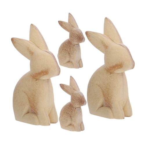 Veemoon 4 Stück Teiliges DIY Holzdeko Osterhase Figur Unvollendet zum Bemalen Niedliche Dekofigur für Tisch Party und Wohnraum Osterhasen Basteln Holzdeko Handwerk von Veemoon