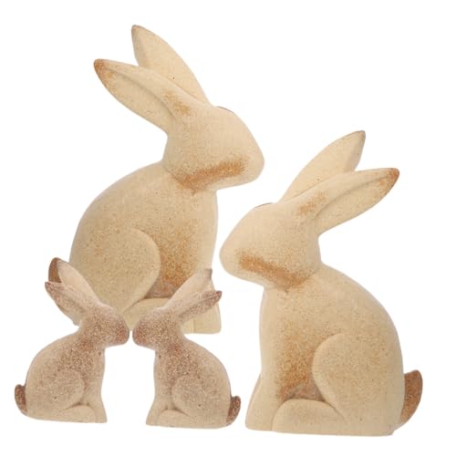 Veemoon 4 Stück Teiliges Unbemalte Holzosterhasen Dekofiguren mit Flachem Boden zum Bemalen und Basteln Glatte Kanten Mini Holzhasen für Schreibtischdekoration und DIY Osterdeko von Veemoon