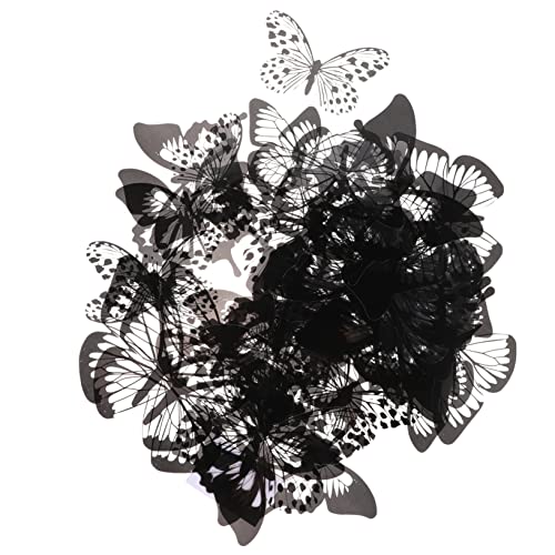Veemoon 48St Schwarz-weißer Schmetterlings-Wandaufkleber 3D-Schmetterlingsdekor Wandtattoos für Kinder Wohnkultur aufkleber kinder dekorative Aufkleber Wandtattoo für den Haushalt Textur von Veemoon