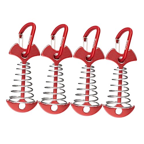 Veemoon 4er Set Aluminium Fishbone Zeltspitzen Mit Schnurspanner Und Federklammern – Ideal Für Sicheres Camping Und Windschutz - Robust Und Leicht - von Veemoon