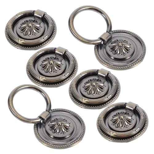 Veemoon 6 Stück Vintage Möbelgriffe mit Floraler Gravur Antike Einzelne Schubladengriffe aus Zinklegierung für Küchen Schlafzimmer und Kleiderschränke Klassische Einzelne Lochbeschläge für von Veemoon