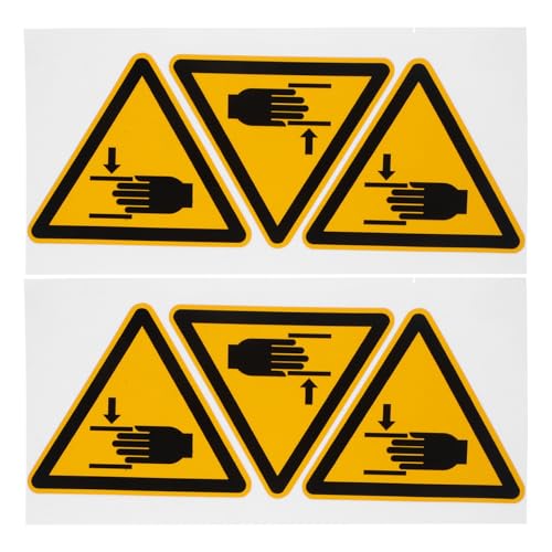 Veemoon 6Stücke Selbstklebende Handsicherheitsetiketten Warnschild Aufkleber Vorsicht Quetschen Für Handklemmausrüstung Langlebig Für Innen von Veemoon