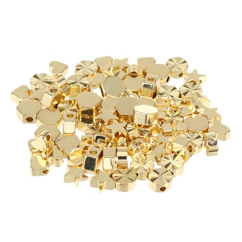 Veemoon 80 Stück Teiliges DIY Schmuckperlen Goldfarben Facettierte Hexagon Herz Stern Doppel blumen Spacer Beads Rostfrei Schmuckzubehör für Armbänder Halsketten und Ohrringe von Veemoon