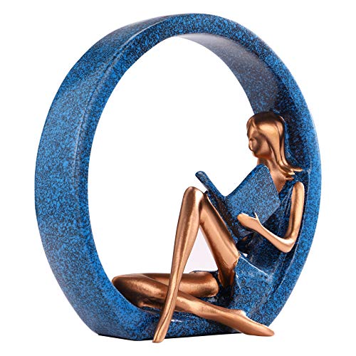 Veemoon Yoga-skulptur Harz-Statue Yoga-mädchen-Harz-Ornament Lesen Bücherregal Dekor Figur Aus Harz Desktop-Ornament Lesen Der Charakterstatue Lesende Figur Skulptur Geschenk Tier Fee Frau von Veemoon