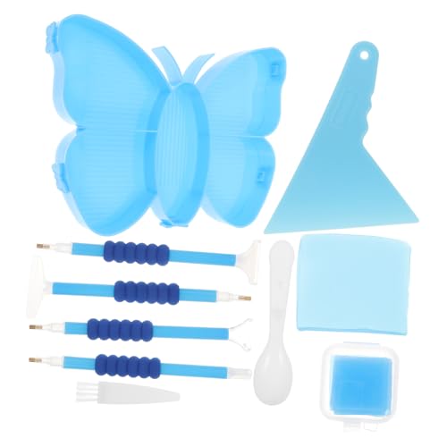 Veemoon Diamant Malwerkzeug mit Blauen Schmetterling Sortier Tabletts Stabiles Organizer Tray Tiefes Perlenfach Ergonomisch Kratzfrei für Anfänger und Profis von Veemoon