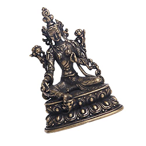 Veemoon Figur Tara Statuette Ganesha Tempel Hinduismus Einweihungsgöttin Maitreya Tisch Schreibtischdekor Sitzend Amulett Für Mitgefühl Bodhisattva Hindu Messing Auto Grün Glück Ornamente von Veemoon