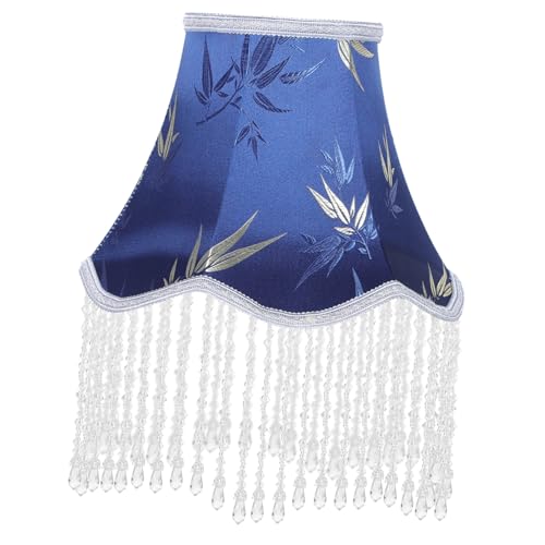 Veemoon Fransiger Lampenschirm für Tischlampen Dekorativer Blauer Lampenschirm Handgefertigt mit Palast Design und Eleganter Quastenverzierung Passend für Wohn und Schlafzimmer Veemoon Fransiger Lampenschirm für Tischlampen Dekorativer Blauer Lampenschirm Handgefertigt mit Palast Design und Eleganter Quastenverzierung Passend für Wohn und Schlafzimmer von Veemoon