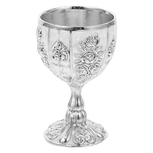 Veemoon Gläser Kelch Trinkbecher 1Pc Vintage Metall Geprägter Weinbecher Dekoratives Becher Mittelalterlicher Gothic Goblet for Weddings Home Decor - Silber Excalibur Tassen Bemalen von Veemoon