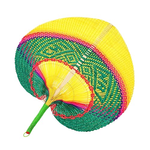 Veemoon Handgefertigter Bambus fächer Pfirsichform Handgewebt Sommer Kühlung Handventilator Tragbar Dekorativ Für Innen Außen Gebrauch von Veemoon