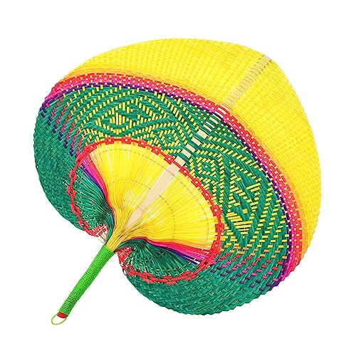 Veemoon Handgewebter Natürlicher Bambus fächer Pfirsichform Sommerkühlung Tragbarer Outdoor handventilator Vielseitig für Strand Party und Dekoration Geeignet von Veemoon