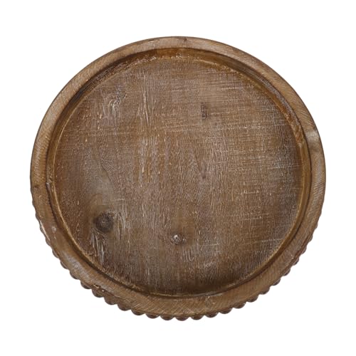 Veemoon Hölzerne dekorative Tablett dekoratives Tablett für die Küchentheke Badezimmer-Tablett Snack-Tablett Rustikale Tablett rundes couchtischtablett Holz Brown von Veemoon