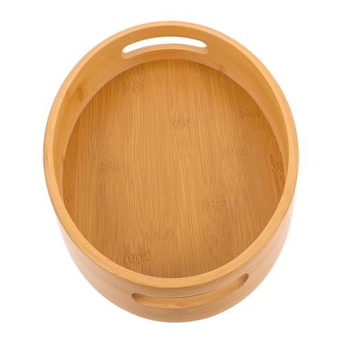 Veemoon Holztablett Oval Mit Griffen Für Tee Und Snacks Naturholz Serviertablett Für Heimdekoration Und Spa-atmosphäre von Veemoon