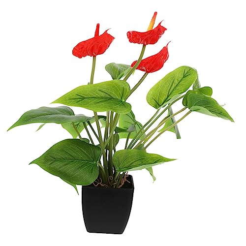 Veemoon 1stück Imitierte Anthurium Pflanze Bonsai Im Topf Künstliche Dekoration Für Wohnzimmer Büro Fensterbank Pflegeleicht Und Langlebig Als Für Innenraumgestaltung von Veemoon