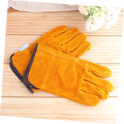 Veemoon Kurz Geschnittene Hitzebeständige Schutzhandschuhe aus Vollem Rindsleder Anti scald Arbeitshandschuhe Strapazierfähig und Atmungsaktiv Geeignet für Schweißen Grillen Löten und von Veemoon