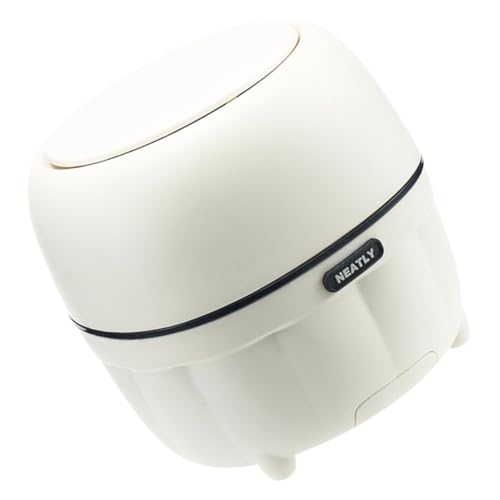 Veemoon Mini Abfalleimer mit Druckdeckel Kompakter Tischmülleimer Telefonhalter für Büro Küche Schlafzimmer und Badezimmer Design Weiß aus Robustem Material Einfach zu Reinigen und von Veemoon