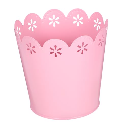 Veemoon Mini Tischmülleimer mit Spitzenrand Dekorativer Abfallkorb für Schreibtisch für Makeup Stifte Kleiner Abfalleimer Platzsparend und Elegant Rosa von Veemoon