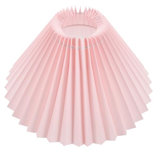 Veemoon Moderner Rosa Stoff Lampenschirm mit Falten Design Langlebiger Tischlampen Schutzhülle Installieren Passend für Nachttisch und Stehlampen Stilvolle Wohnraumdekoration von Veemoon