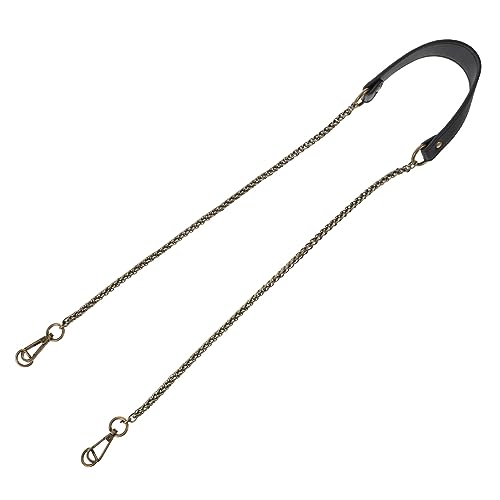 Veemoon PU Leder Umhängegurt mit Metallkette Ersatzriemen für Damen Handtaschen Strapazierfähig Rostfrei Modisch Schwarz Passend für Schulter und Tragetaschen von Veemoon
