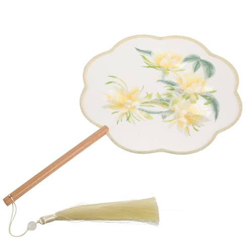 Veemoon Portabler Chinesischer Handventilator mit Besticktem Blumenmuster Seide und Holz Langlebig Leicht für Sommer Strand Hochzeit und Party Dekorativer Vintage fächer für Damen von Veemoon