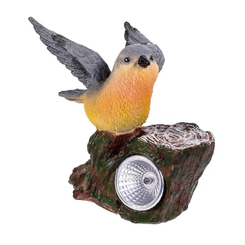 Veemoon Solare LED Vogel Lampe Resin Niedliche Gartenfigur für Außenbereich Dekorative Landschaftsbeleuchtung für Garten und Terrasse von Veemoon