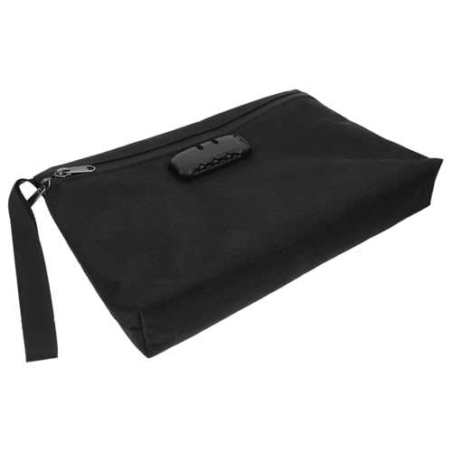 Veemoon Spritzwassergeschützte Abschließbare Geldtasche mit Schloss Robuste Dokumententasche für Reisen Schwarz Sicheres Geld Organizer mit Reißverschluss Veemoon Spritzwassergeschützte Abschließbare Geldtasche mit Schloss Robuste Dokumententasche für Reisen Schwarz Sicheres Geld Organizer mit Reißverschluss von Veemoon