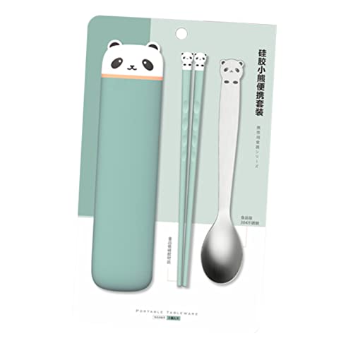 Veemoon 1satz Junge Mädchen Essstäbchen Set Mit Aufbewahrungsbox Wiederverwendbare Stäbchen Und Löffel Niedliches Bären-design Tragbar Für Unterwegs Für Kleinkinder Geeignet von Veemoon