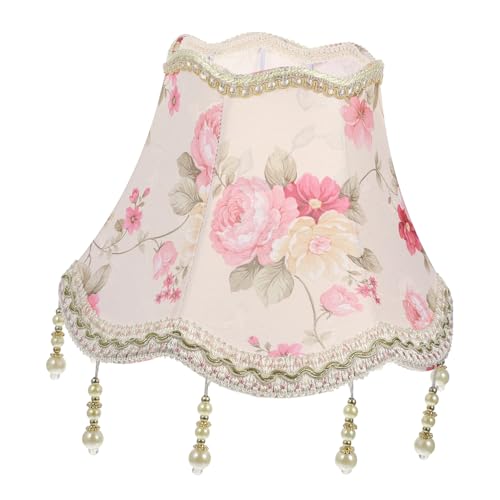 Veemoon Vintage Europäischer Lampenschirm Stoff mit Floralen Mustern und Fransenperlen Langlebig und Stabil Passend für Tischlampen als Rosa Dekoration für Schlafzimmer und Wohnzimmer Veemoon Vintage Europäischer Lampenschirm Stoff mit Floralen Mustern und Fransenperlen Langlebig und Stabil Passend für Tischlampen als Rosa Dekoration für Schlafzimmer und Wohnzimmer von Veemoon